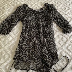 Black and white patterned sheer top